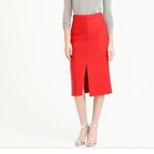 J. Crew red wool midi skirt
